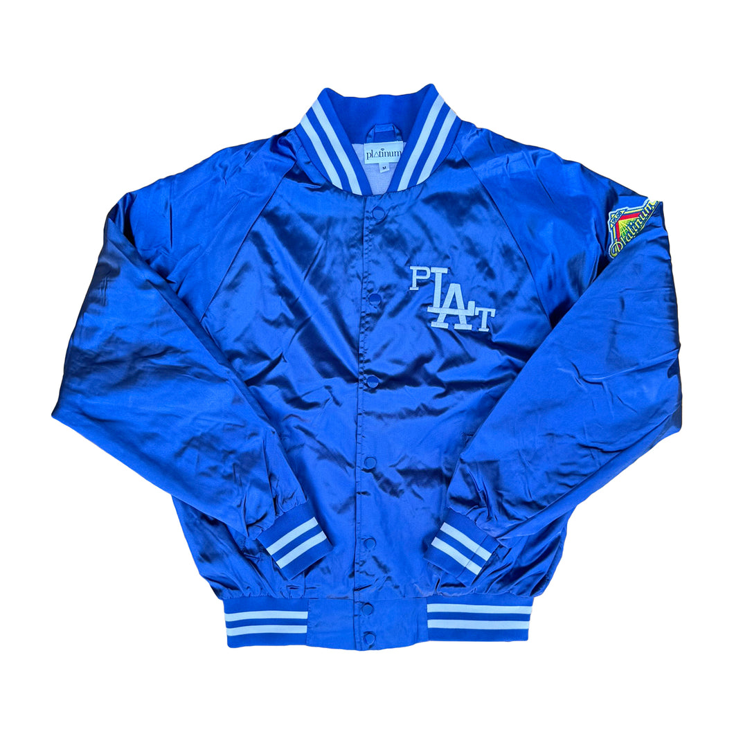 Milwaukee Platinums Satin Baseball Jacket Royal